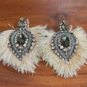 Tory Burch Feather & Crystal Drop Earrings